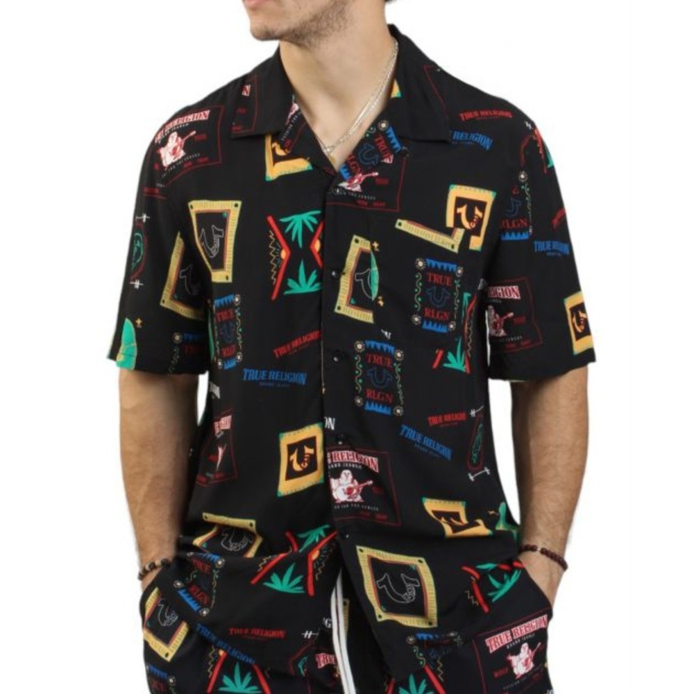 True Religion Shirt Mens S NEW Hawaiian Short Sleeve Button Up Pocket Resort